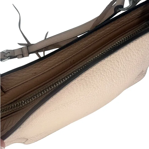 Rebecca Minkoff Regan Crossbody Bag Taupe Leather Zip Front‎ - Image 6