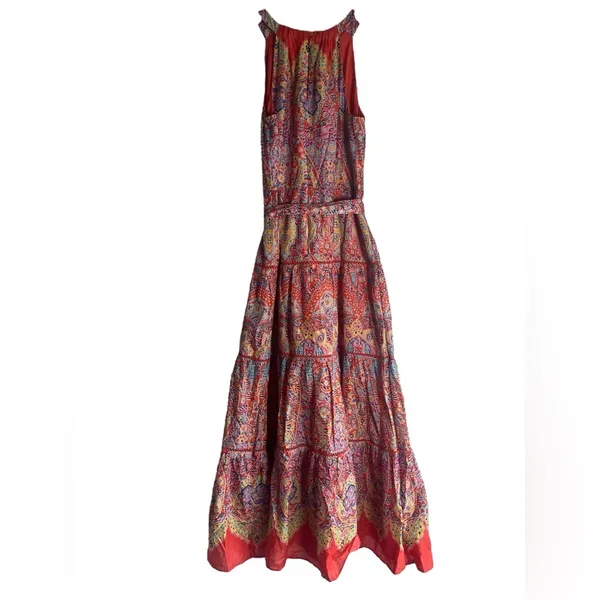 NEW Talbots Tiered Halter Maxi Dress - Medallion Print Size 6 - Image 8