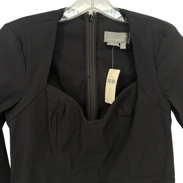 Anthropologie Sweetheart Mini Dress Women 8 Black LBD Minimalist Romantic Modern - Image 5