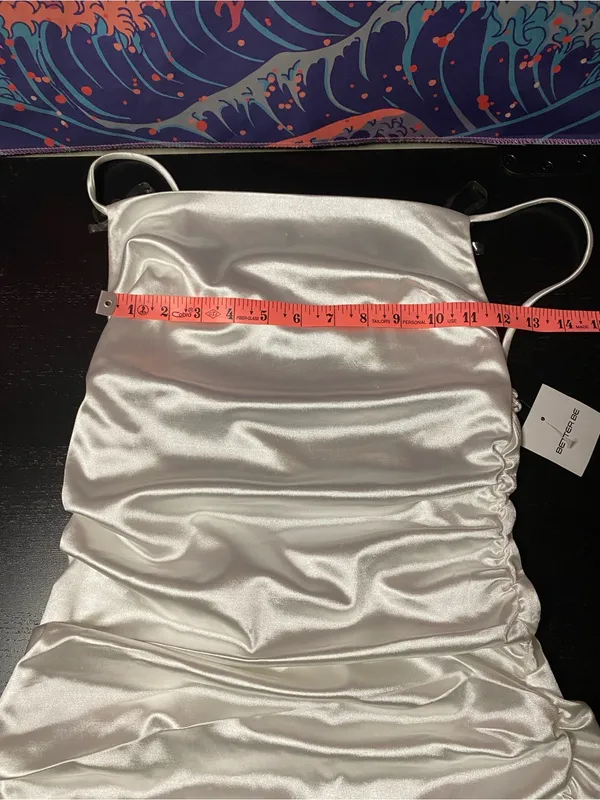 Better Be White Satin Ruched Slip Dress - Image 4