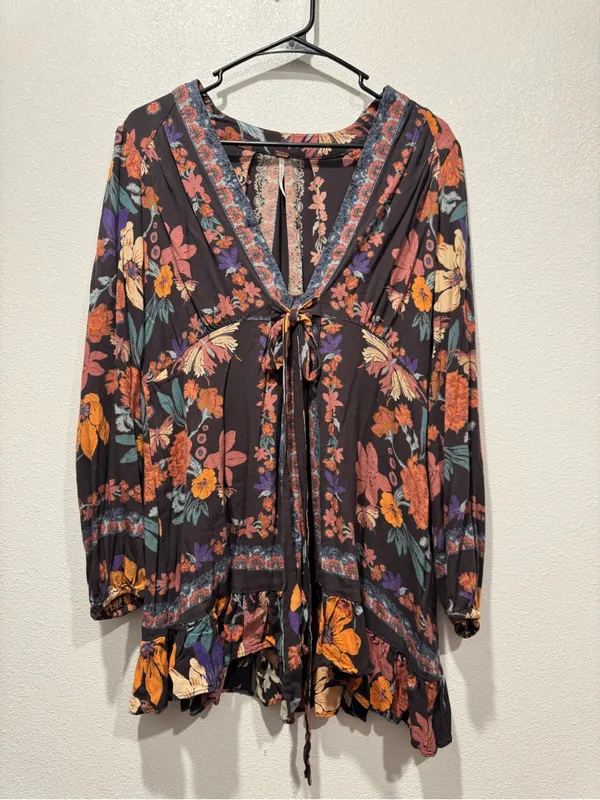 Free People Violet Hill Floral Tunic Mini Dress Size 10 NWOT - Image 3