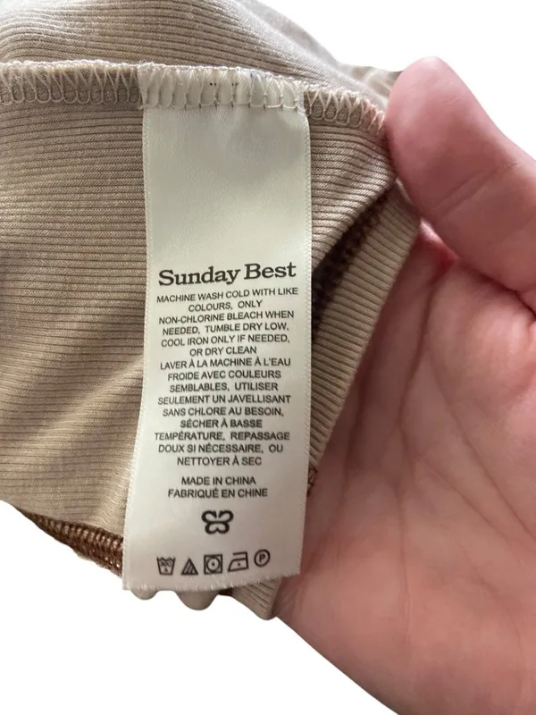 Aritzia Sunday Best Corset Stitch Crop Top Beige Size S Neutral Casual Y2K Retro - Image 4