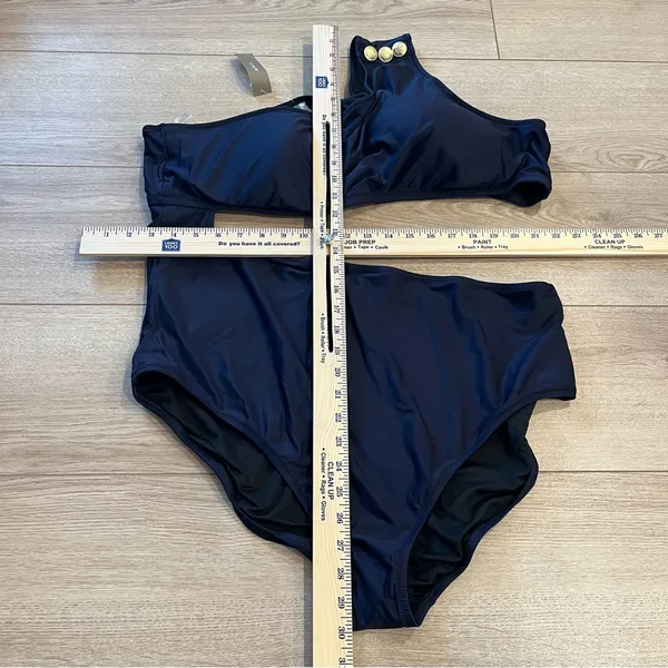 NWT J. Crew Cutout One Piece Full Coverage Swimsuit Buttons Navy Size 24 - Image 8