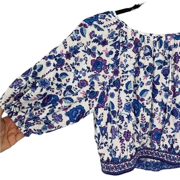Joie Short Sleeve Cottage Prairie Print Cropped Top S - Image 4