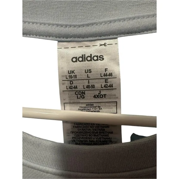 Adidas Light Blue Crewneck Sweatshirt with‎ White Stripes - Image 2
