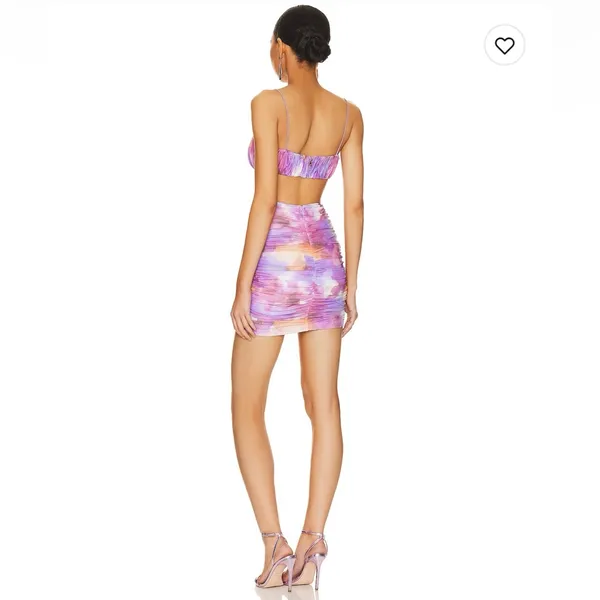 superdown Ramona Ruched Mini Dress in Purple Multi - Image 3