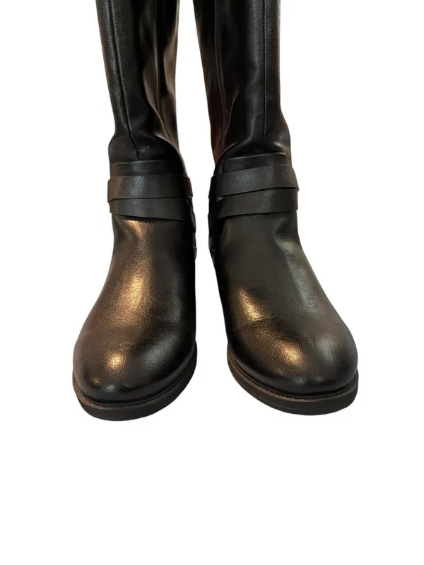 Baretraps Yvonna Black Faux Leather Riding Boots Size Zipper Wide Calf Size 9.5 - Image 3