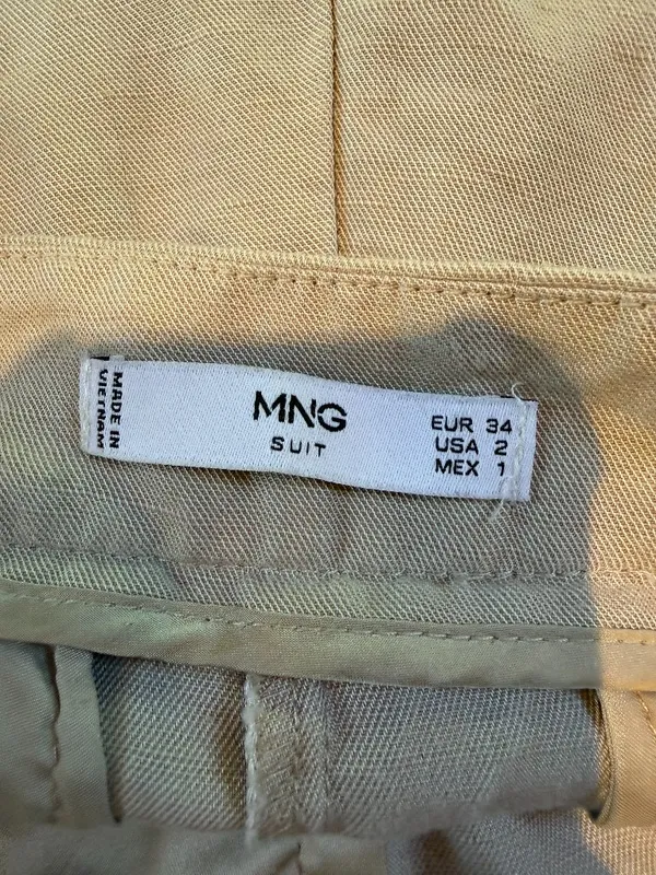 MANGO Suit Cropped Khaki Tan Linen Blend Trousers Pants Size 2 - Image 6