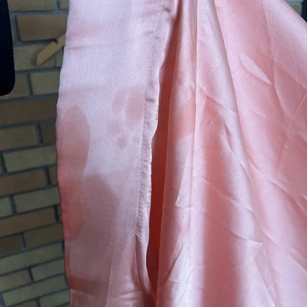 NWT LA FEMME Strapless Slit Satin Ballgown Prom Dress in Peach Size US 4 - Image 9