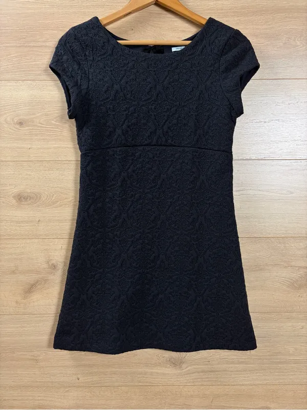 Kimchi Blue Black Textured Cap-Sleeve Super Mini Dress - Image 3