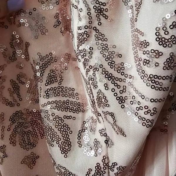 David’s Bridal Blush Pink & Rose Gold Sequin Bridesmaid Dress Size 16 NWT - Image 3