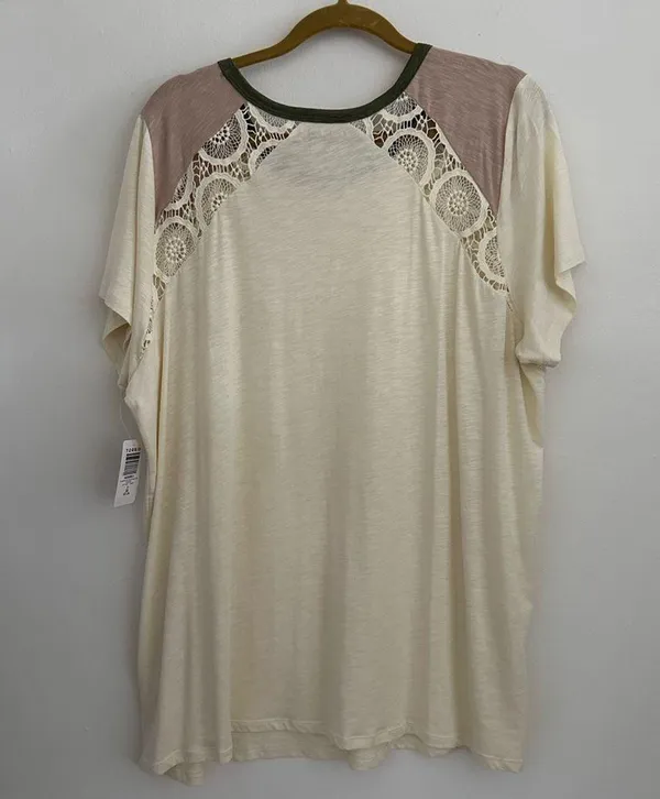 Torrid Super Soft Slub Jersey Crochet Varsity Tee Size 3X - Image 2