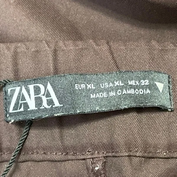 Zara Womens Brown High Waisted Flared Wide Leg Crop Lounge Trousers Pants Sz XL - Image 4