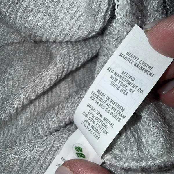 OFFLINE by Aerie Gray Knit Cropped Top Size Large Drawstring Ruched Thumb Holes - Image 13