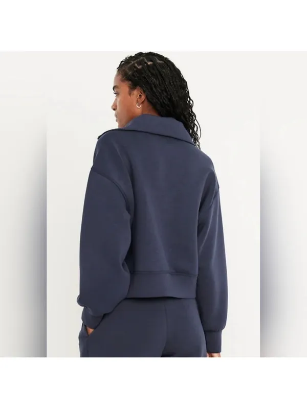 Old Navy Sport Bounce Fleece Women's Navy Half-Zip Pullover Sweatshirt NWT XS - Image 2