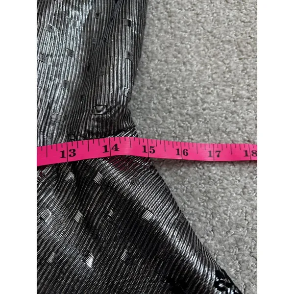 Vintage 80s Prom Lizzy & Johnny Dress Silver Black Metallic Velvet Whimsigoth - Image 8
