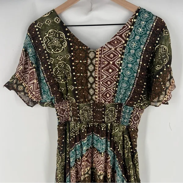 Rabbit Rabbit Rabbit Tribal Boho Printed‎ Chiffon Batwing Asymmetrical Hem Dress - Image 14