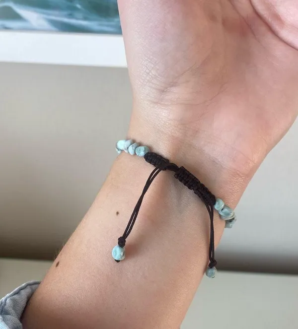 Light Blue Beaded Adjustable Bracelet - Image 3