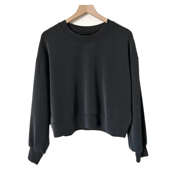 Lululemon Perfectly Oversized Cropped Crew Sweatshirt Charcoal Grey LW3EZLS Sz 6 - Image 2
