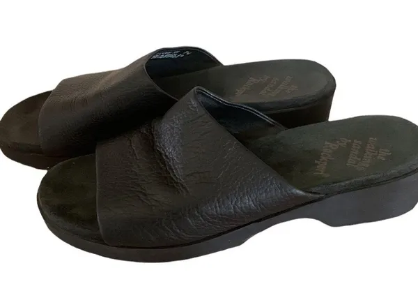 Rockport Black Leather The Walking Sandal Slides Womens 7W - Image 9