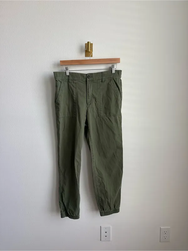 Gap Mid Rise Utility Twill Jogger Pants Olive Green Medium - Image 2