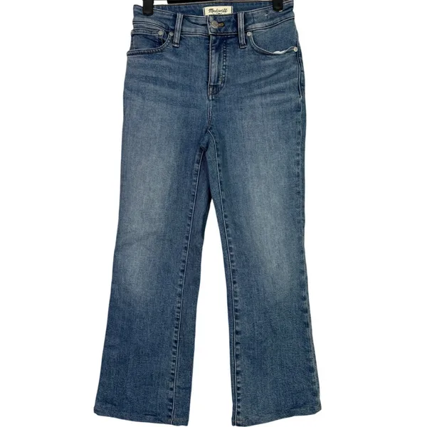 Madewell The Curvy Kick Out Flare Crop Mid Rise Jean Size 25 Oneida Wash Blue - Image 2