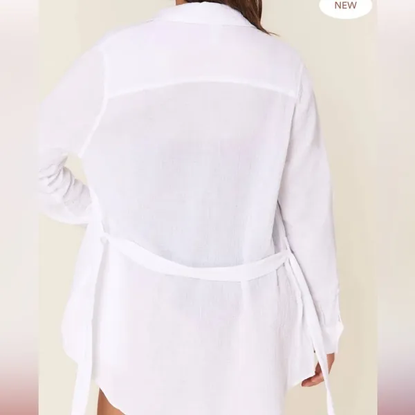 Andie The Corvo White Cotton Button Up Beach Cover Up Top XL‎ NWT - Image 4