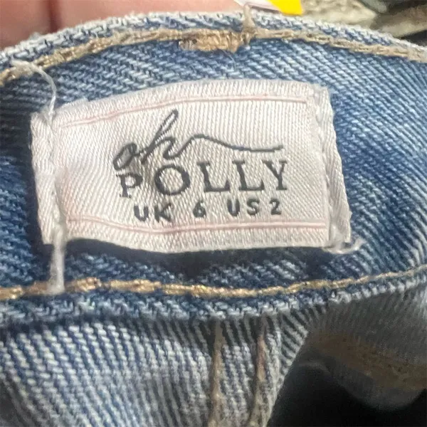 Oh Polly Women's Distressed Straight Leg Jeans Blue Size 2 Standard Mid Rise Casual Denim - Image 5