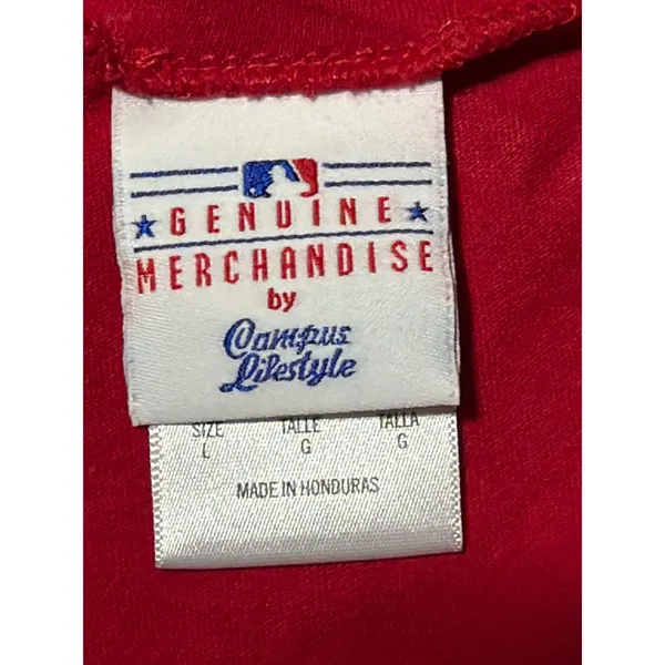Chicago Cubs MLB Womens V-Neck T-Shirt Red‎ Distressed Logo Cooperstown Large - Image 3