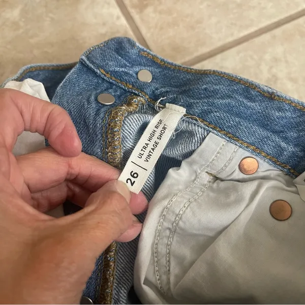 Pacsun Women’s Blue Ultra High Rise Vintage Button Fly Denim Cut-Off‎ Shorts 26 - Image 8