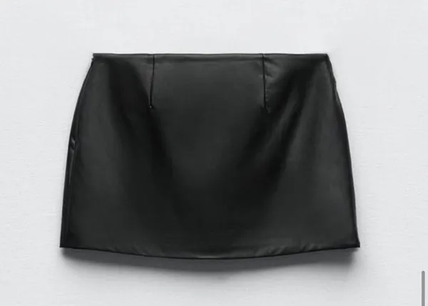 Zara Black Faux Leather Mini Skirt - Image 2