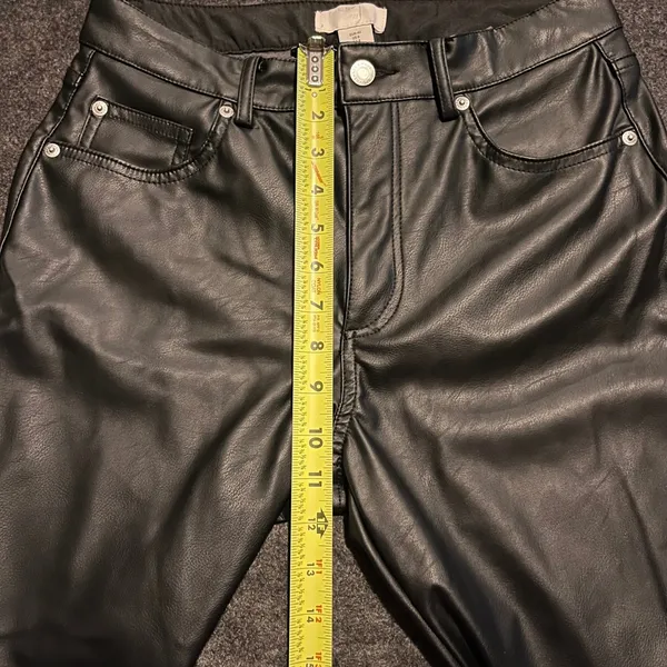 H&M Faux‎ Leather Pants Size 8 Black Straight Leg Casual Career - Image 6