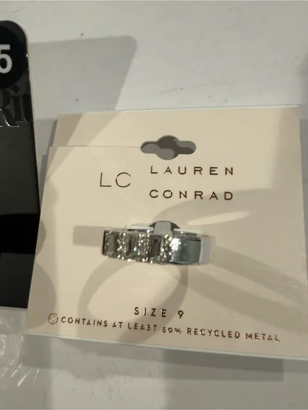LC Lauren Conrad Primark Gold Ring Trio – Twisted Cubic Stone gold silver mixed - Image 2
