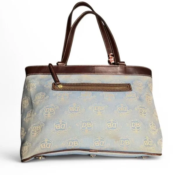 Dooney & Bourke East West Canvas / Leather Trim Donegal Crest Tote Shoulder Bag - Image 2