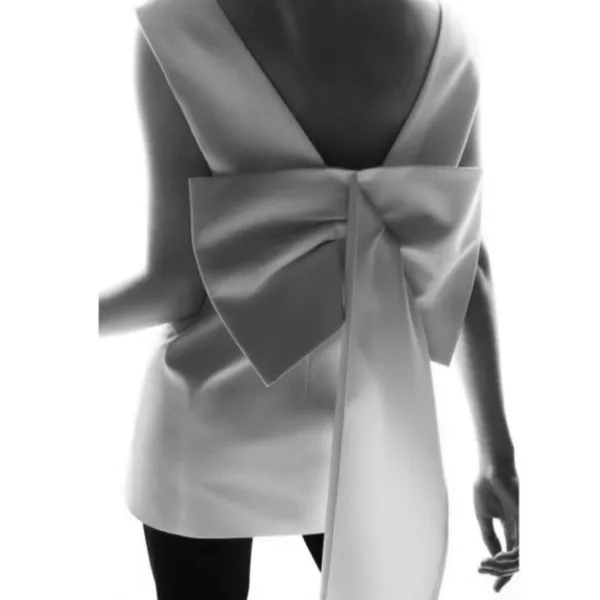 Zara Short waistcoat dress with lapel collar with voluminous back bow NEW - Image 4