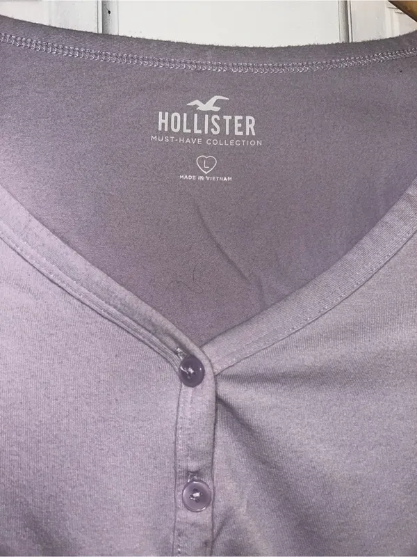 Hollister light purple Lace-Hem Long Sleeve Button Cardigan - Image 2