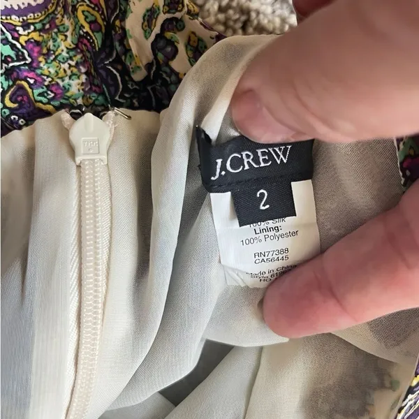 J.Crew 100% silk paisley print slip dress purple multi Coquette Fairy SIZE 2 - Image 7