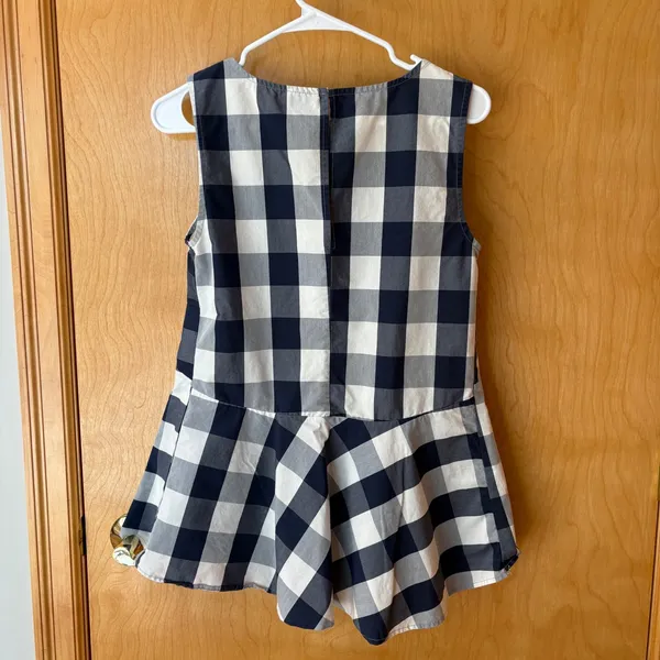 HD in Paris Peplum Top Women Size 10 Navy Blue Gingham Buffalo Check Sleeveless - Image 2