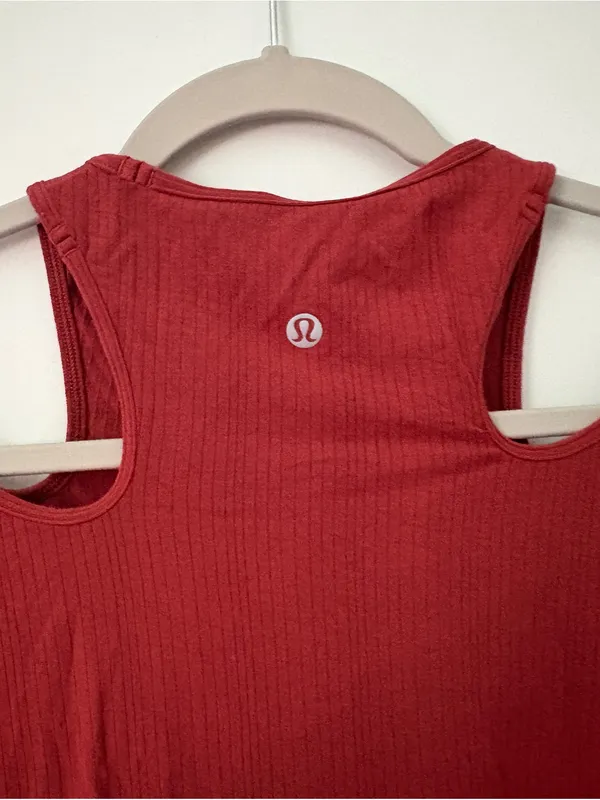 lululemon athletica Deep Red Cold-Shoulder Long Sleeve Crop Top - Image 3