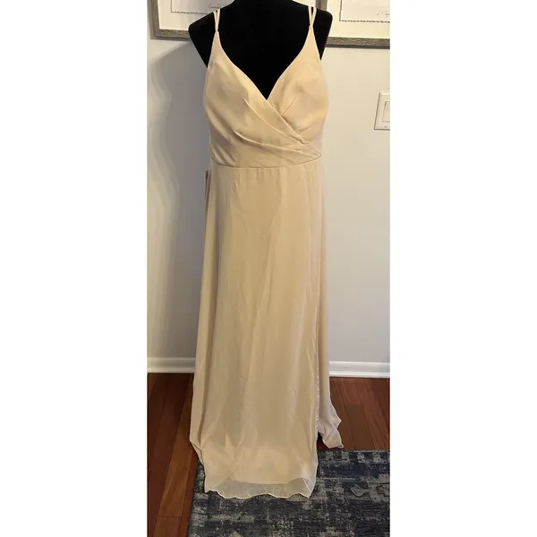 Azazie "Thana" Dress Champagne~Bridesmaid Formal Event Prom Wedding Size A16 NEW - Image 3