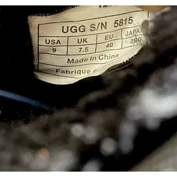 UGG Classic Tall #5815 Sheepskin Black Suede Leather Boots Women's EU 40 US 9 - Image 4