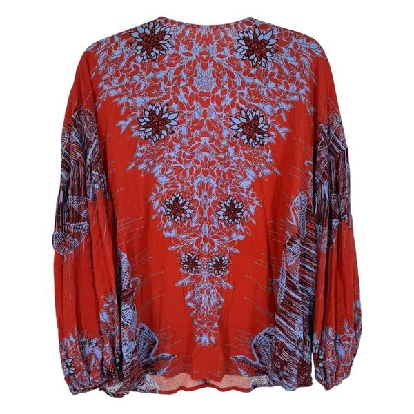 Free People Birds of A Feather Boho V-Neck Balloon Sleeve Blouse Top Size Small‎ - Image 5