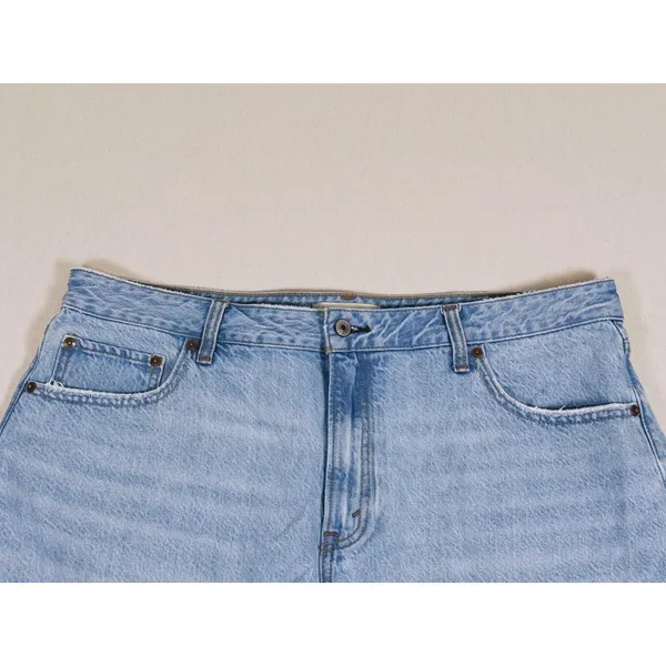 Abercrombie & Fitch Curve Love The Loose Short High Rise Size 33 Blue Distressed - Image 4