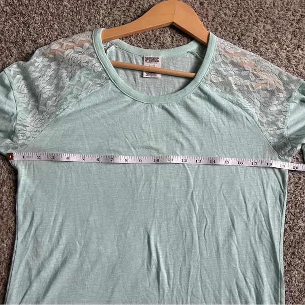🦋PINK Victoria's Secret Mint Green Lace Shoulder Blouse Casual Comfy Pastel - Image 5