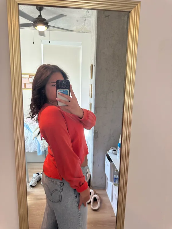 Anthropologie Bright Red/Orange Long Sleeve - Image 2