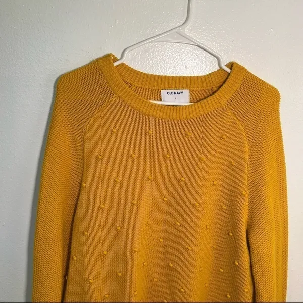 Old Navy Women's Size Large Hi Emotion‎ Pullover Sweater Mustard Yellow Crewneck - Image 3