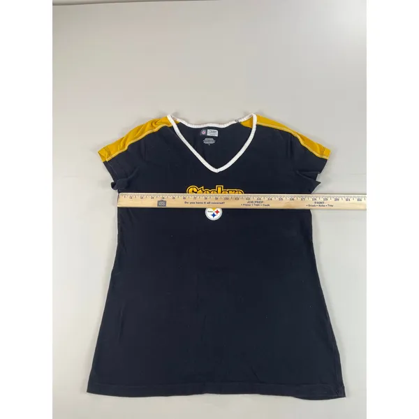 NFL Team Apparel Steelers Black Cotton Tee Shirt Womens Size L - Image 5