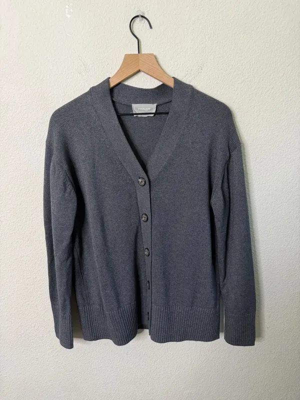 Everlane Classic Cardigan in Everyday Cotton Gray Mens‎ Size S - Image 3