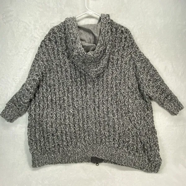Free People Sweater Jacket Womens XS Oversized Hooded‎ Full Zip Open Knit boho - Image 7