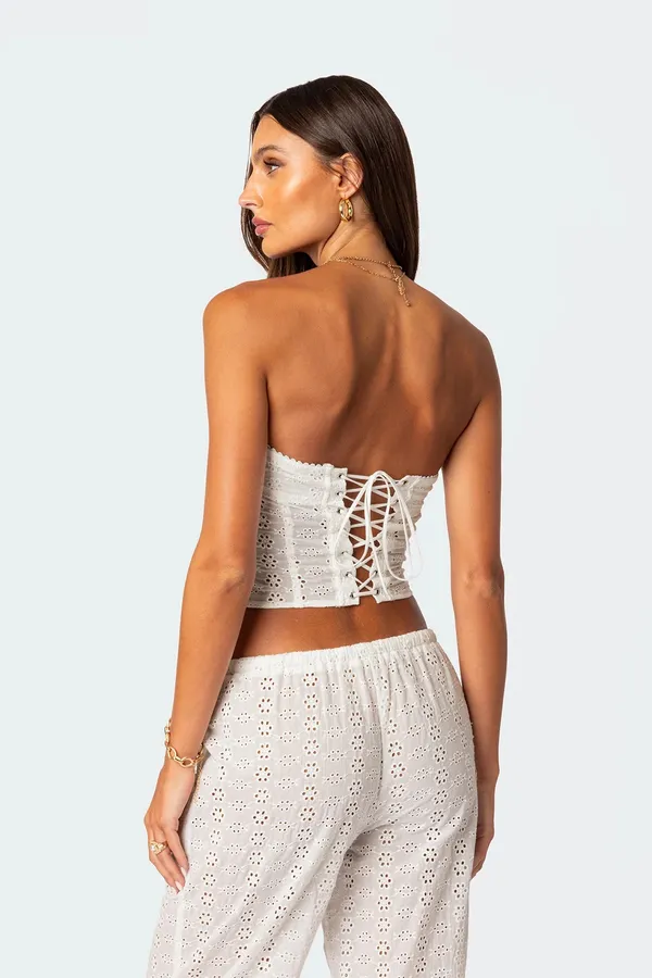 Edikted Lemon Lacey Cotton Corset White - Image 2